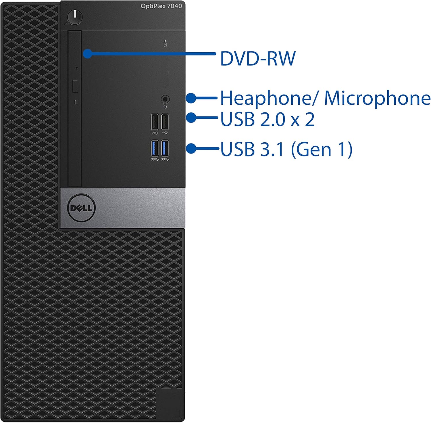 Dell Optiplex 7040 Mini-Tower Desktop PC, Intel Quad-Core i7-6700 4.0 GHz, 8GB RAM, 256GB NVMe SSD, HD Graphics 530 4K, DisplayPort, HDMI, AC Wi-Fi, Bluetooth - Windows 10 Pro (Renewed)