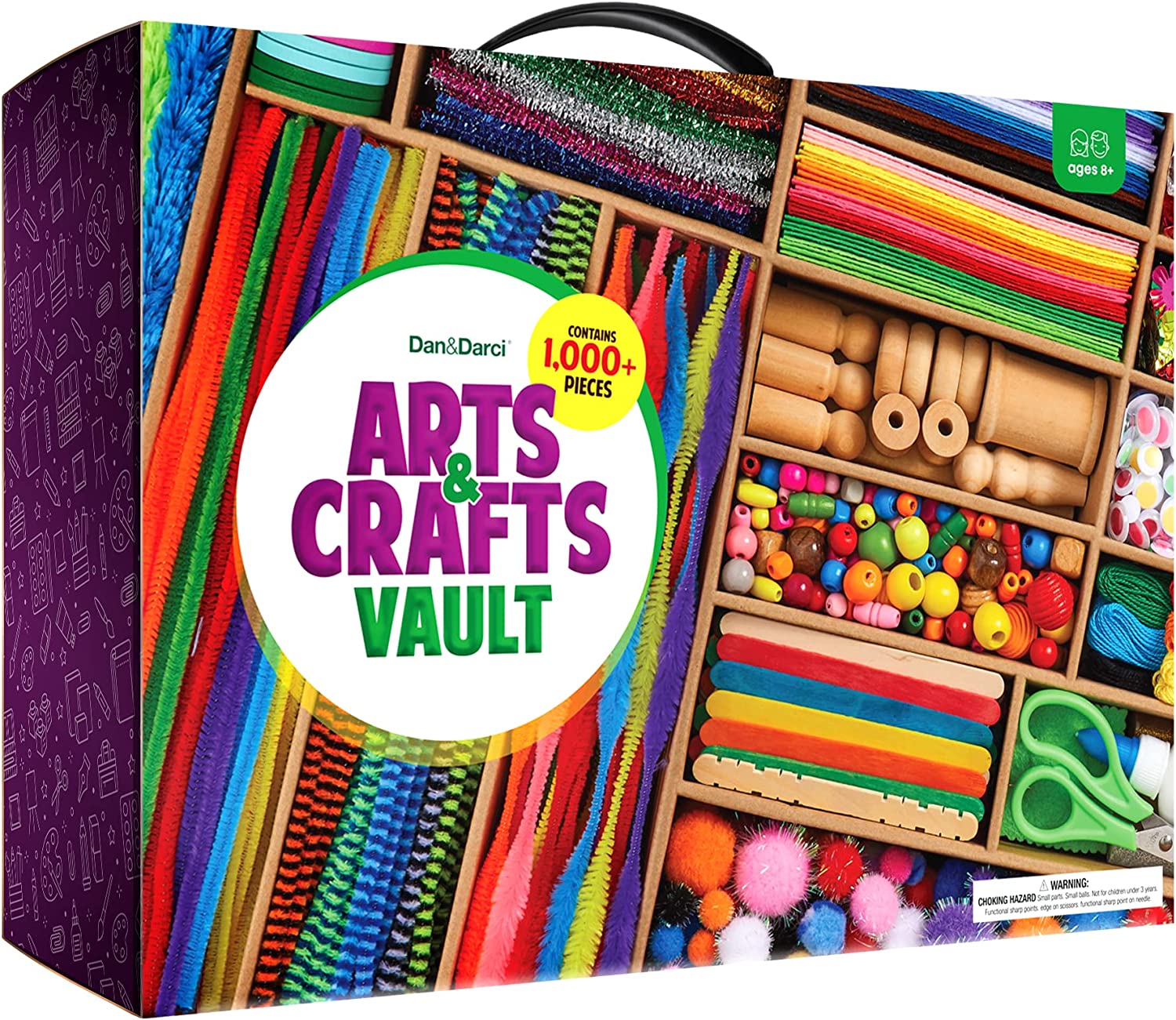 Arts and Crafts Vault 1000 Plus Piece Craft Kit Library in a Box for Kids Ages 4 5 6 7 8 9 10 11 & 12 Year Old Girls & Boys - Crafting Supply Set Kits - Gift Ideas for Preschool Kids Project Activity