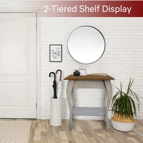 Peaceful Classics Wooden End Table- Amish Handmade Slim Side Table for Living Room, Bedroom, Entry Way, & Hallway, Thin Narrow End Table with 2-Tiered Shelves for Display & Storage, Mocha
