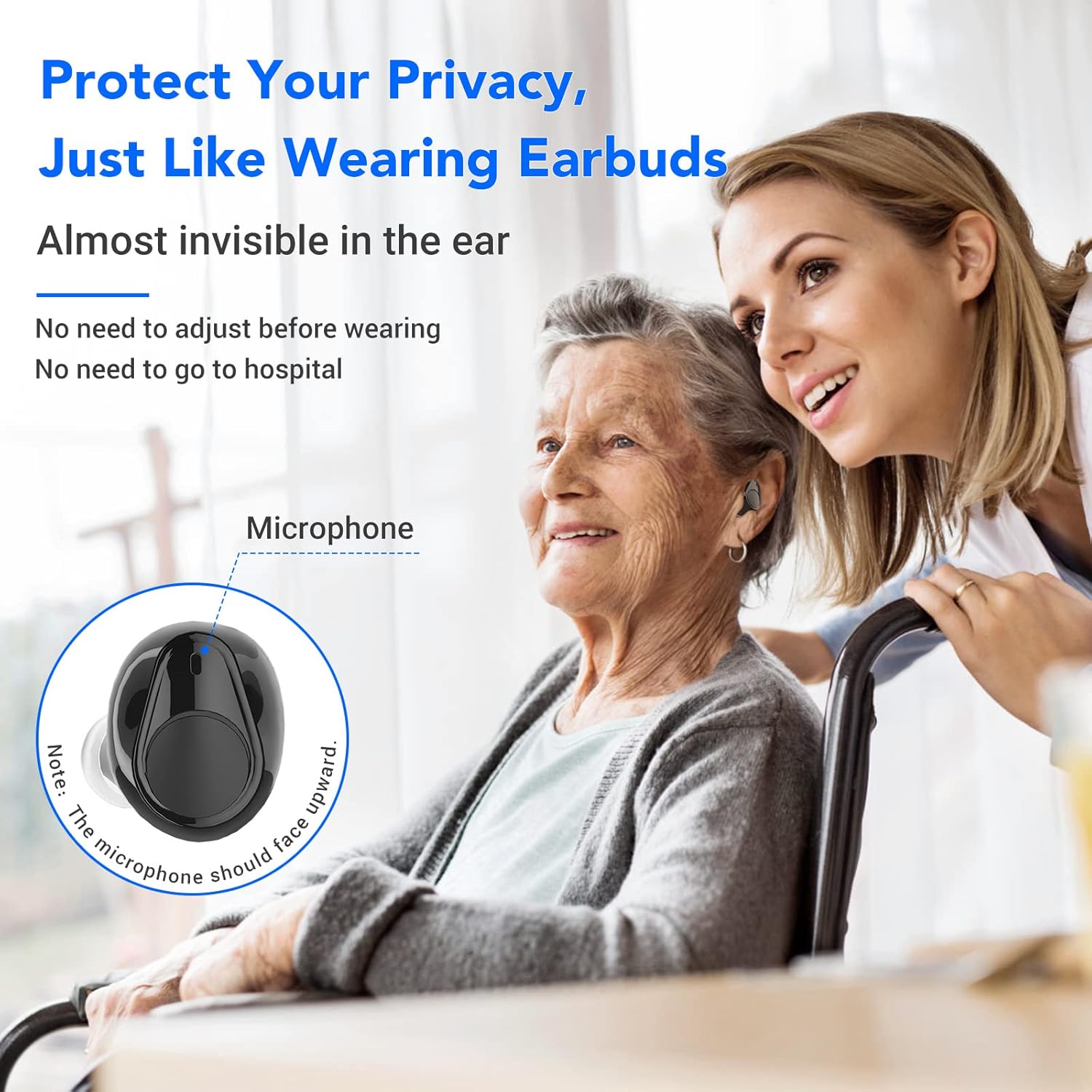 AIRSSON Digital Hearing Amplifier: Rechargeable Hearing Aids for Seniors with Noise Cancelling | Invisible Ear Aid Devices for Adults with Volume Control