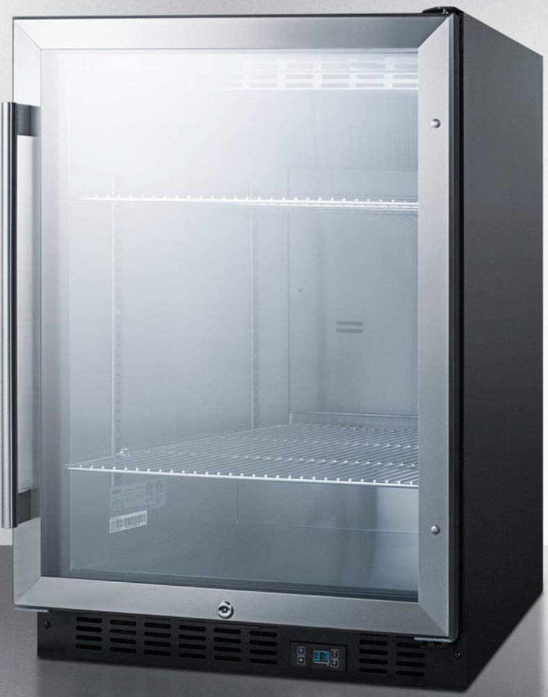 Summit SCR610BL Undercounter Beverage Refrigerator, Glass/Black
