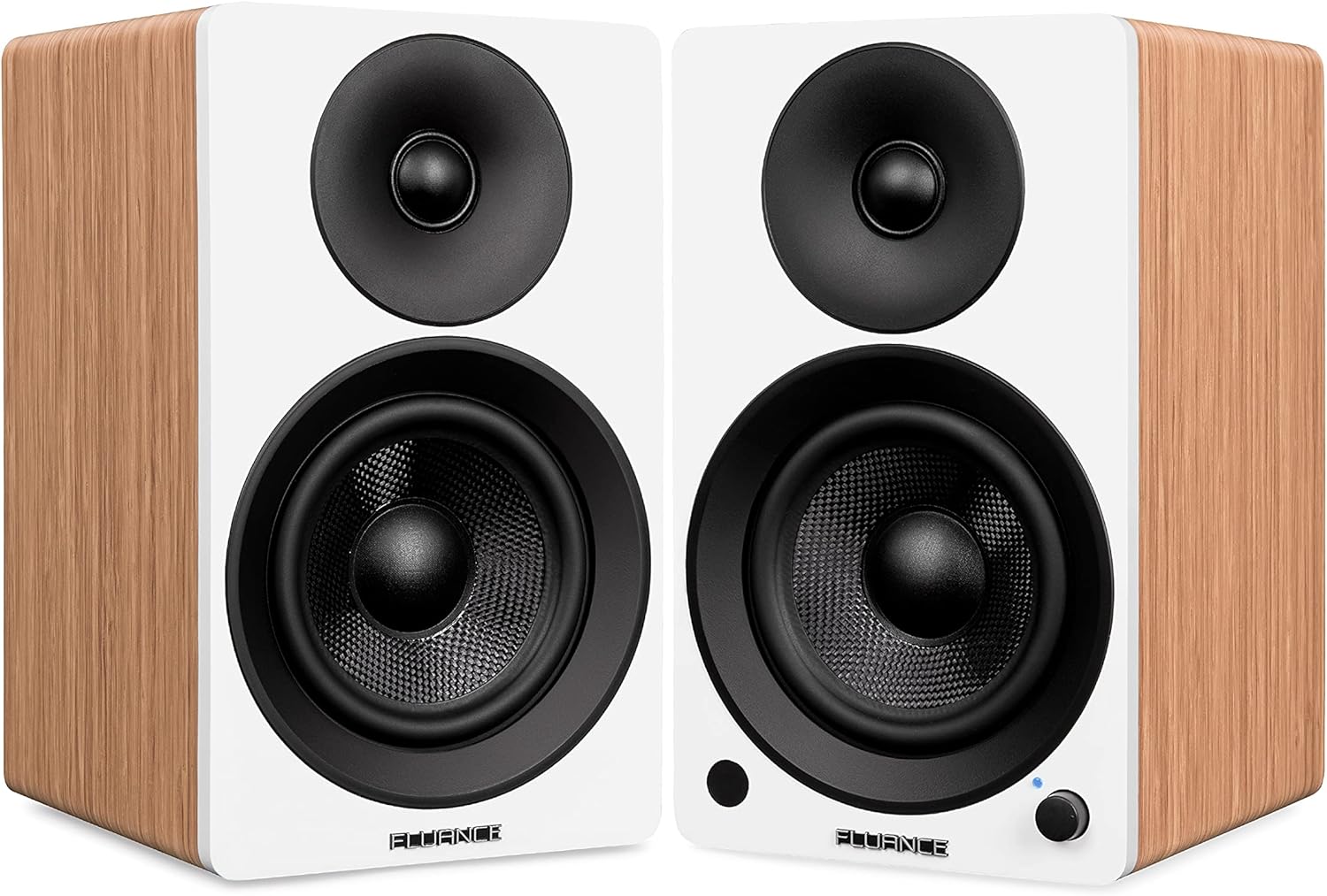 Fluance Ai61 Powered 2-Way 2.0 Stereo Bookshelf Speakers with 6.5 Drivers, 120W Amplifier for Turntable, TV, PC and Bluetooth 5 Wireless Music Streaming - RCA, Optical, USB & Sub Out (Lucky Bamboo)