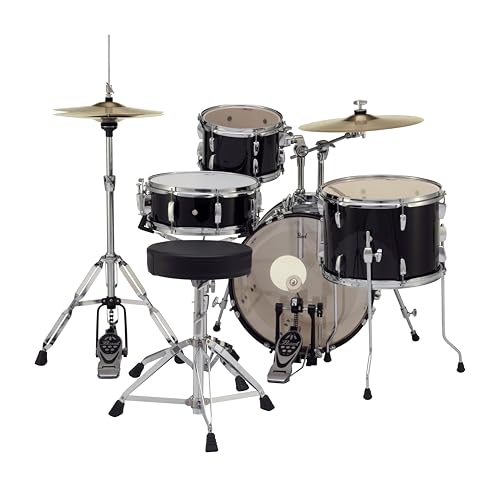 Pearl Roadshow Drum Set 4-Piece Complete Kit with Cymbals and Stands, Charcoal Metallic (RS584C/C706)