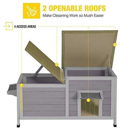 aivituvin Feral Cat Shelter 2-Room Outdoor Cat House for Rescued Cats AIR93 - Pet Supplies online store