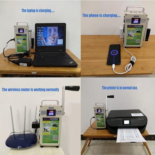 150W/500W Crank Generator, Camping Hand Crank Generator For Mobile Phone, Portable Power Station With Outlets Dc/Usb Supply,500W