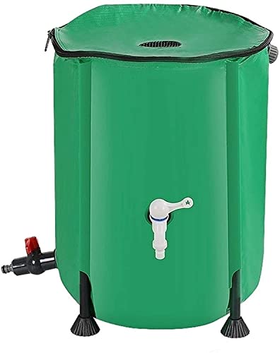 QIANMEI Collapsible Rain Barrel Collapsible Rain Barrel Kit, Flexible Water Tank, PVC Coated Cloth Cylinder Large Diameter Easy to Store with Zipper Lid, Filter Mesh, Outlet Valve