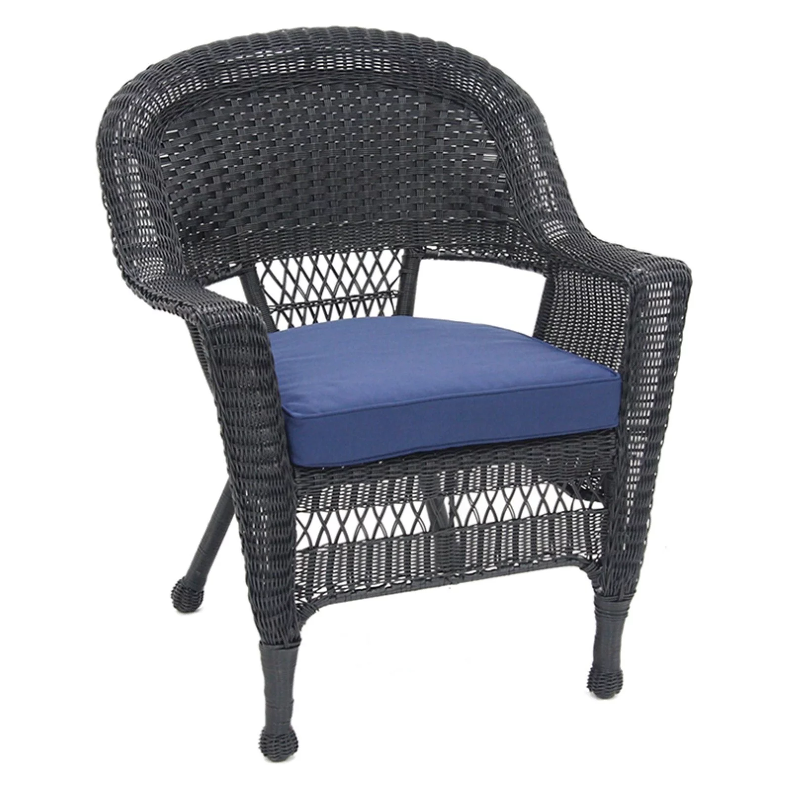 Jeco White Wicker Chair with Tan Cushion