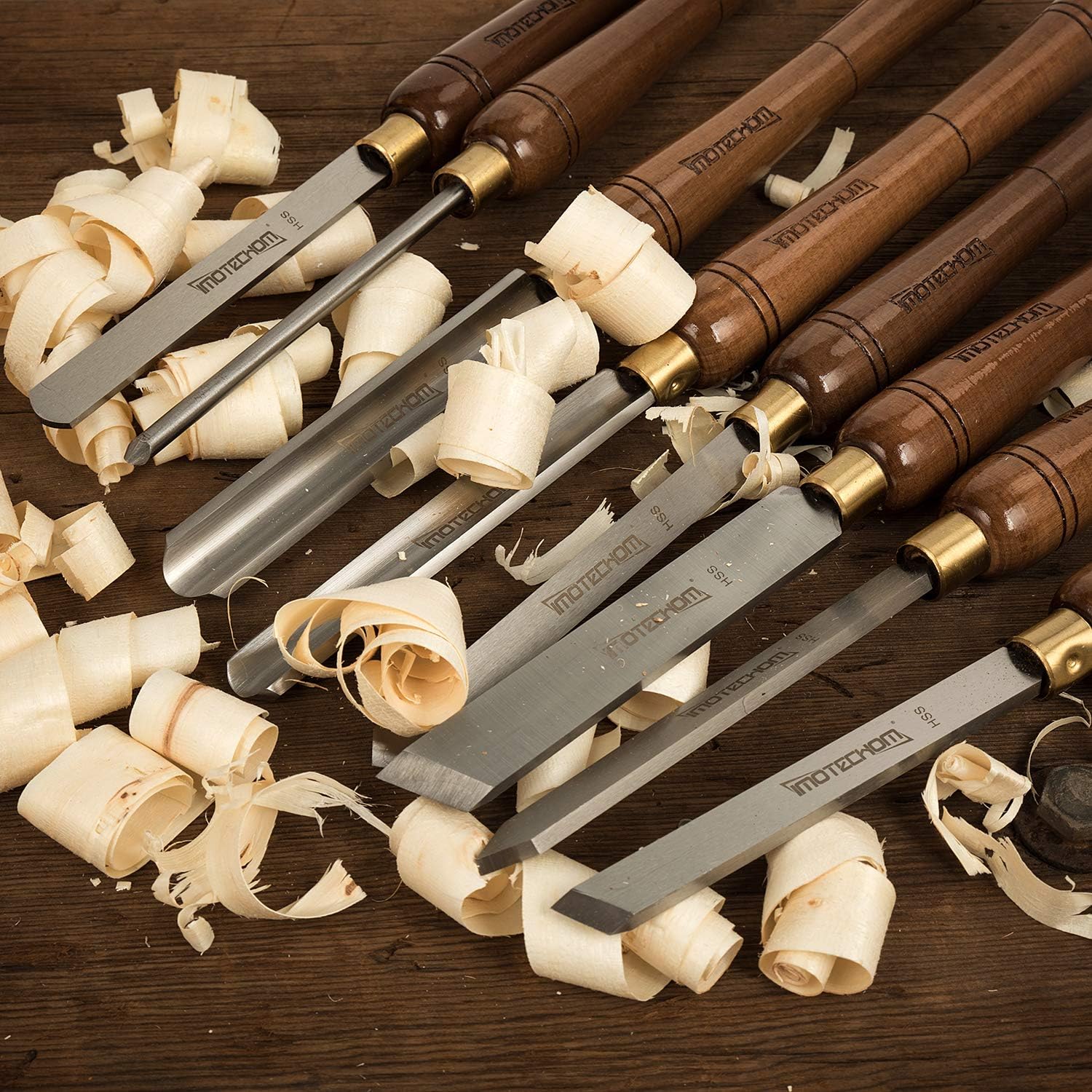 IMOTECHOM 8-Pieces HSS Wood Turning Tools Lathe Chisel Set with Walnut Handle (Wooden Storage Case)