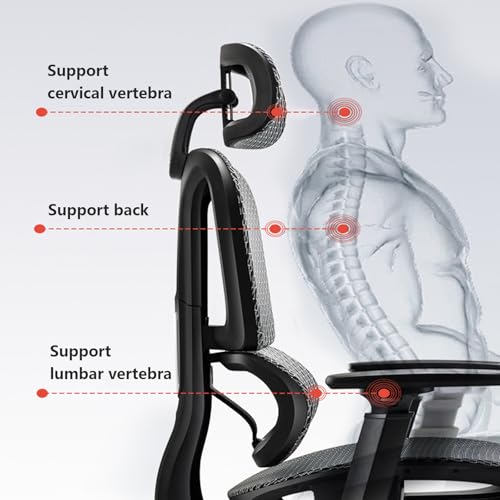 Ergonomic Office Chair with Footrest Mesh Swivel Chair High Back Mesh Executive Chair with Lumbar Support 3D Armrest & Adjustable Headrest Computer Desk Chair for Conference Reception