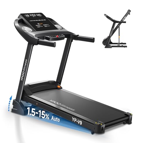 Treadmills for Home with Incline, Auto Foldable Running Treadmills, 8.0 MPH Walking Pad Treadmill with Bluetooth, 300 lbs Weight Capacity Quiet