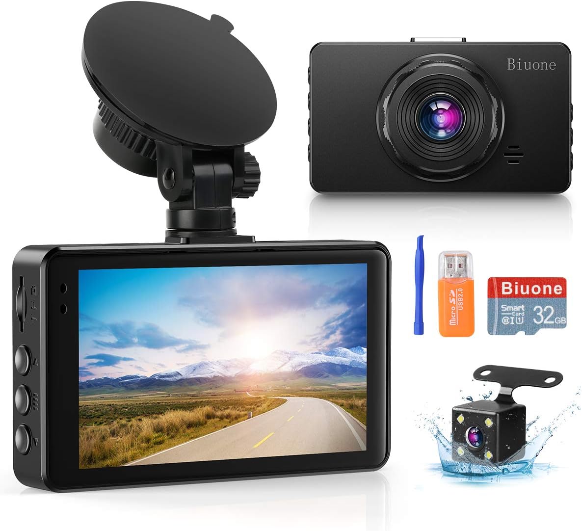 Dash Camera for Cars, Super Night Vision Dash Cam Front and Rear with 32G SD Card, 1080P FHD DVR Car Dashboard Camera with G-Sensor, WDR, Parking Monitor, Loop Recording, Motion Detection 【2022】 Pack of 2