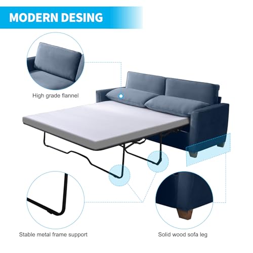 Queen Sleeper Sofa Couch with Pullout Bed, 2-in-1 Pull Out Sofa Bed with Foam Mattress, Convertible Loveseat Sofa Sleeper Pullout Couch Bed for Living Room, Apartment, Office