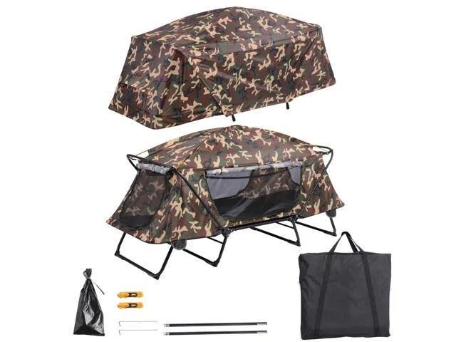 Folding Single Camping Tent Cot Portable Outdoor Hiking Bed Rain Fly
