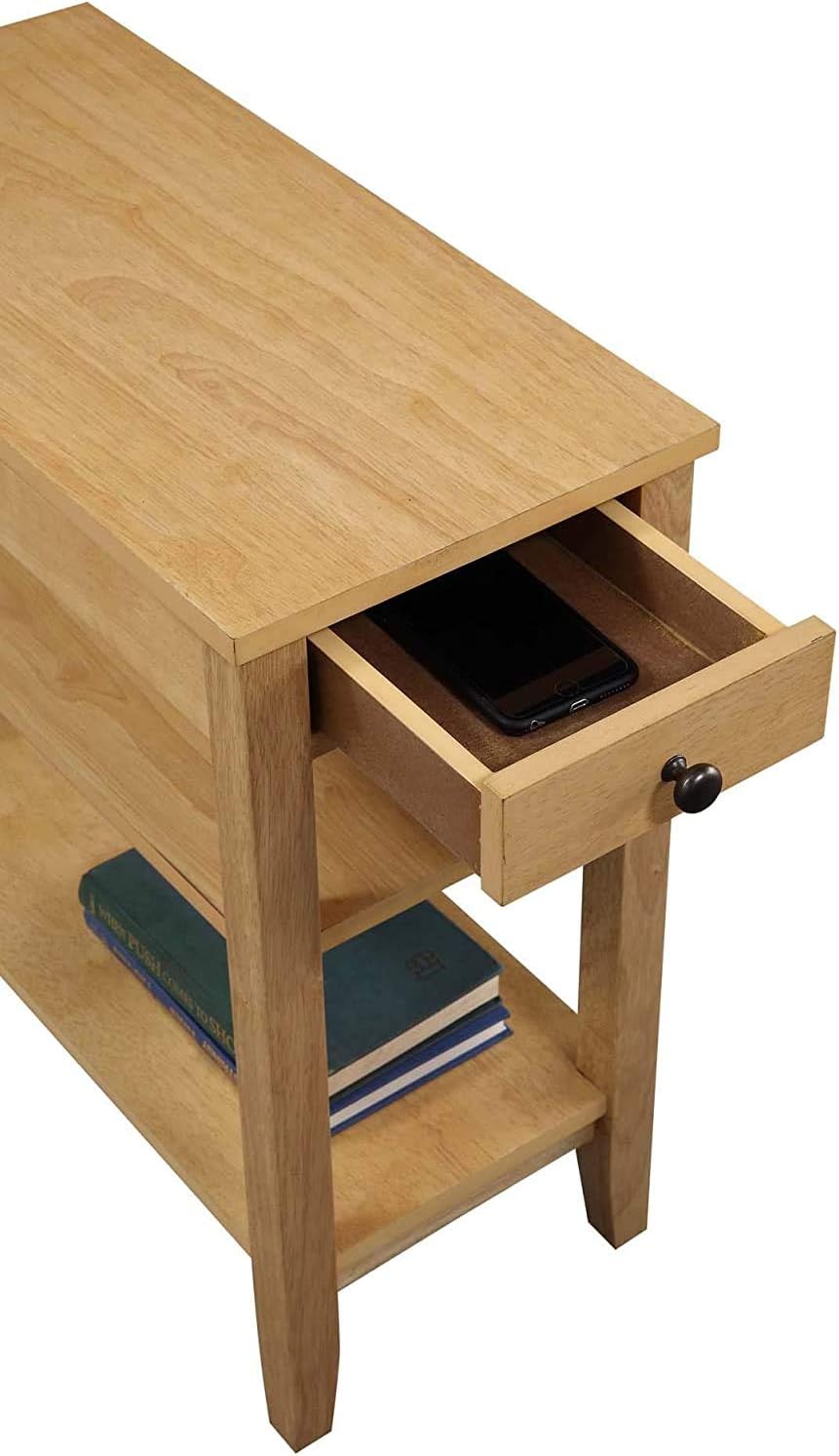 Convenience Concepts American Heritage Three Tier End Table With Drawer, Natural