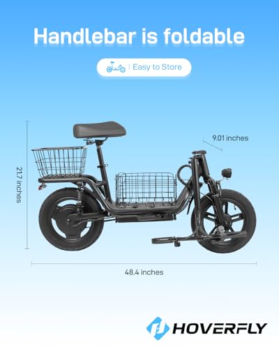 Hoverfly 14" Electric Scooter with Seat Adult, 550W/750W Peak Motor, 18.6/25 Miles Range, 15.5/22Mph Max Speed, Height-Adjustable Comfort Seat, Commuter Escooter with Carry Basket&Accessories