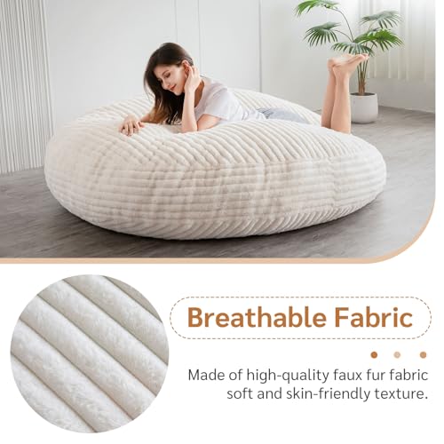 BYBYME 3 in 1 Bean Bag Chairs, Bean Bag Bed for Adults High-Density Foam Filling, Convertible Sofa Bed Faux Fur, Giant Bean Bag Chairs for Adults