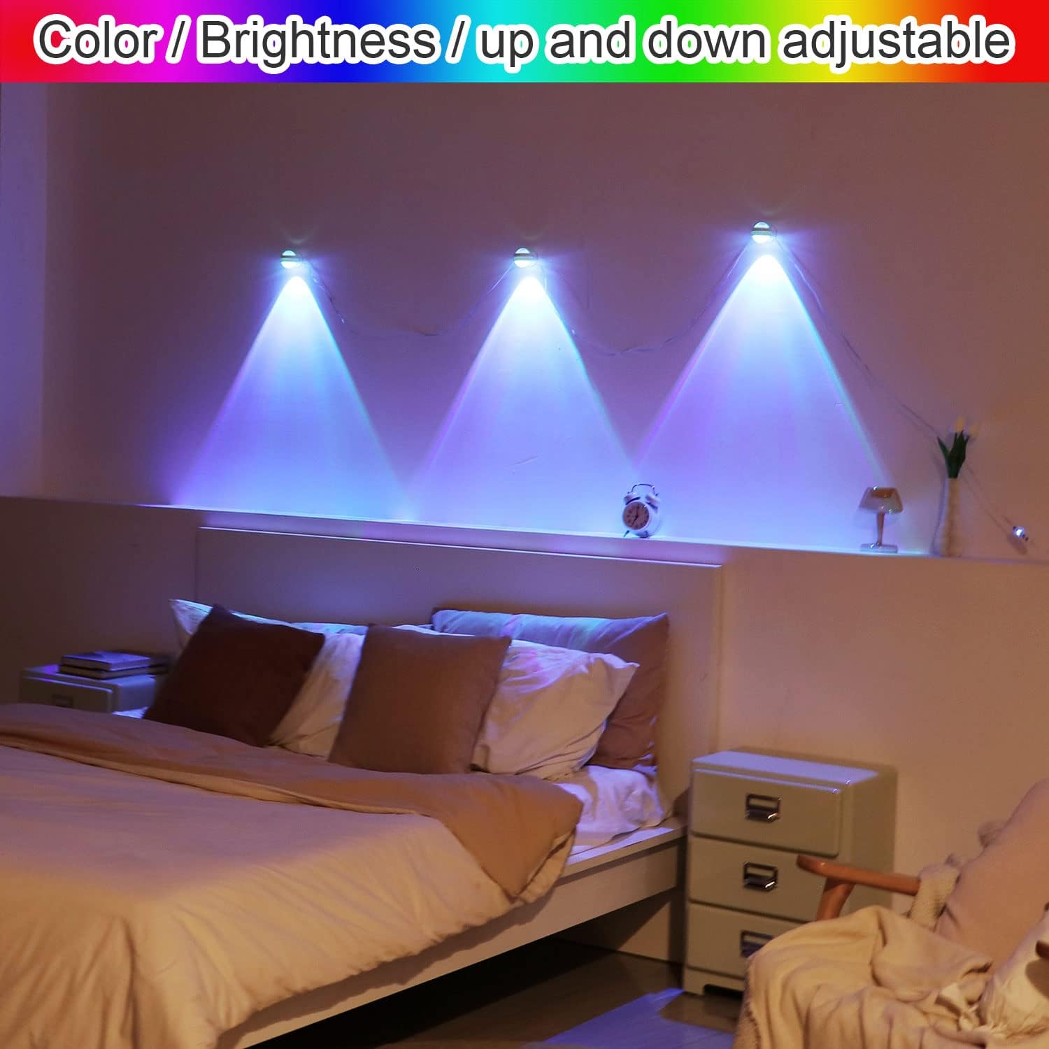 ACNCTOP Novelty Ambient and Mood Lighting 360&deg; Rotating DIY Wall Art Decor RGB Bar LED Wall Light for Bedroom,Living Room,Room,Hallway,Stair,Modern Home Decoration
