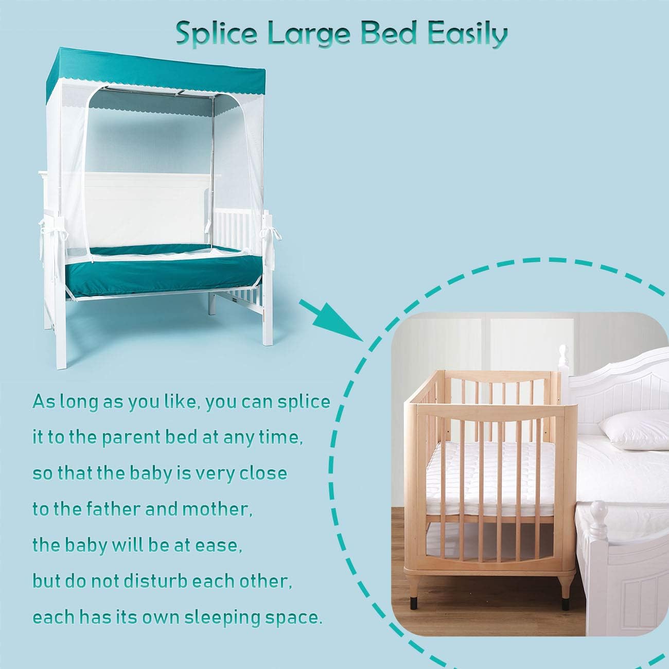 YeTrini Crib Safety Tent,See Through Mesh Crib Netting Mosquito Nets Sturdy Crib Cover to Keep Toddler from Climbing Out ,to Keep Cats Out,to Keep Baby in-Gray Pack of 2