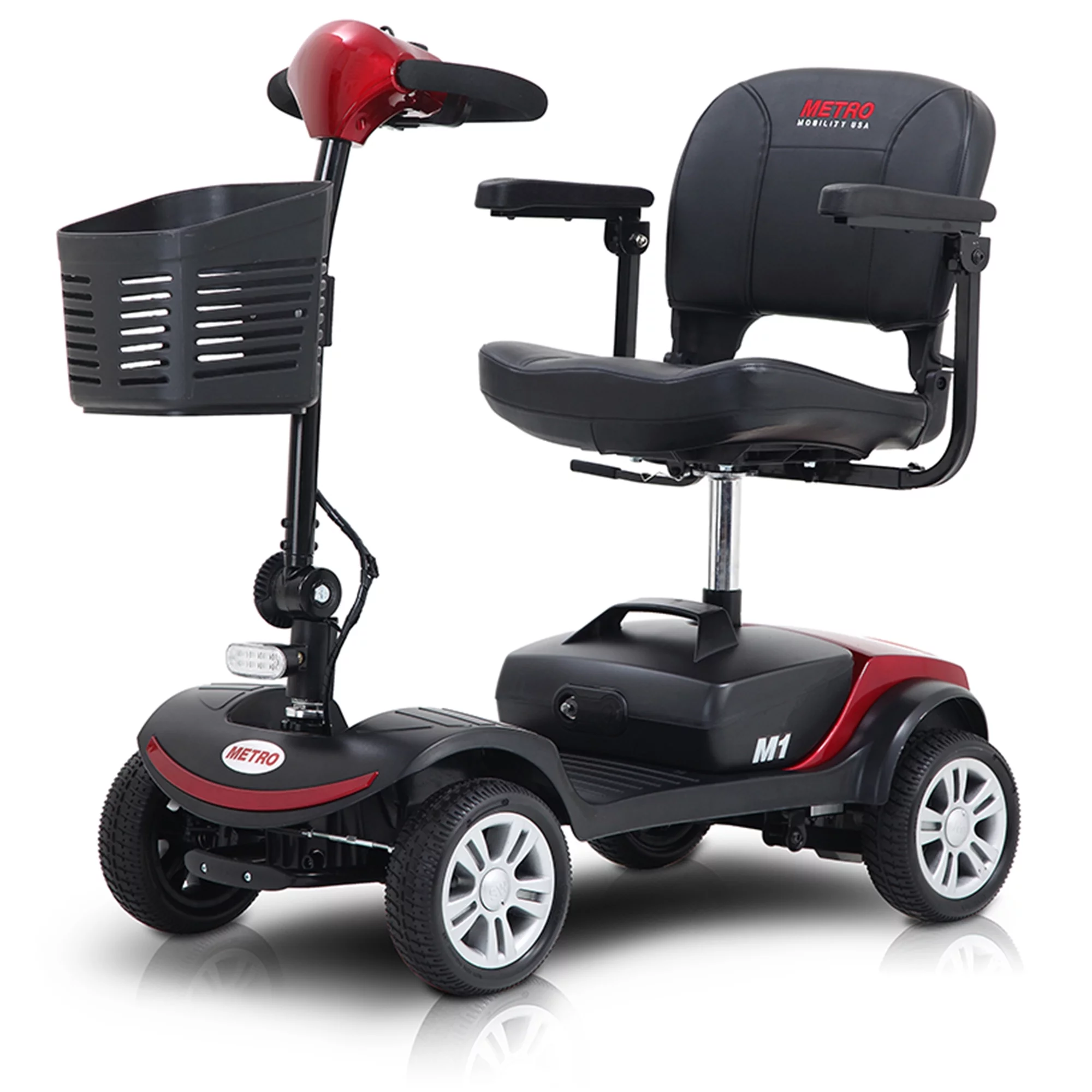 BTMWAY Mobility Scooter, 4 Wheels Electric Scooter for Seniors, Compact Folding Travel Mobility Scooters for Adult, Transformer Mobility Scooter with Swivel Seat, Front and Rear LED Light, Silver