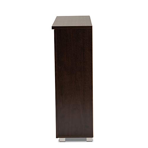 Baxton Studio Adalwin 3-Door Shoe Storage Cabinet, Dark Brown (118-6517-HiT)
