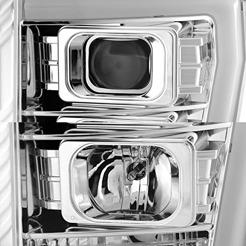 AKKON - For 2011-2016 Ford F250 F350 F450 F550 Superduty LED Tube Black Projector Headlights Driver+Passenger Pair