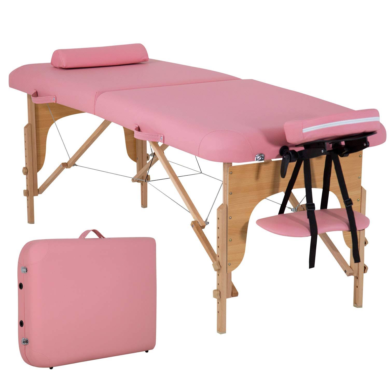 Inbox Zero Portable Massage Table Massage Bed Spa Bed 73 L 28W Height Adjustable Massage Table with Bolsters Carry Case 2 Fold P