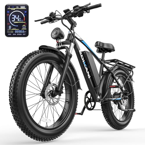 26" Electric Bike for Adults, 90 Miles 34MPH Fast E Bike for Men, Peak 1500W Fat Tire Ebike for Adults Electric with 48V 864WH Removable Battery, ON/Off Road E Bicycle with Brake Light