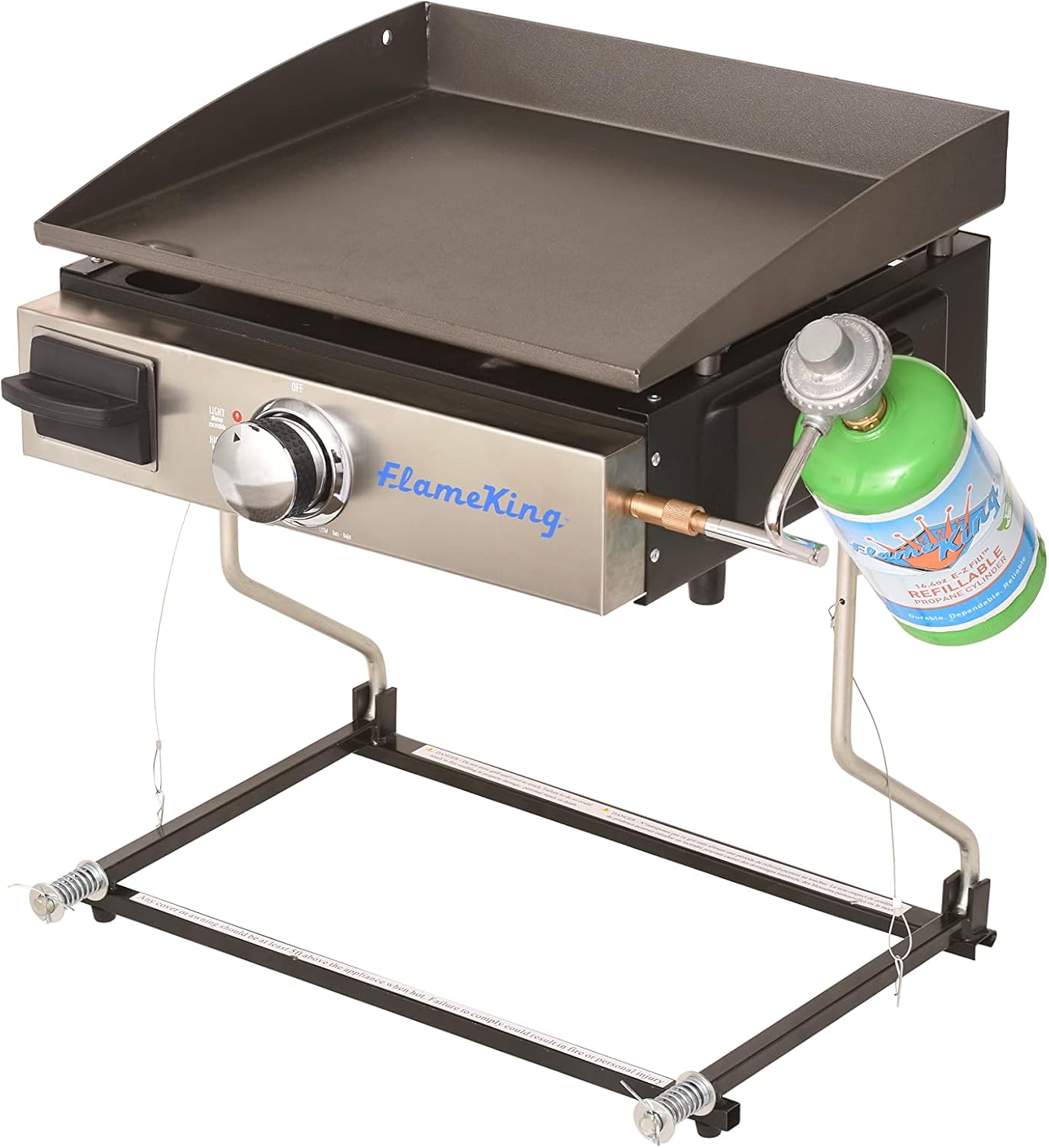 Flame King 17-inch Flat Top Griddle for Outdoor BBQ Grill, Portable Propane Gas Griddle for Camping and Tailgating, w/ Mounting Bracket