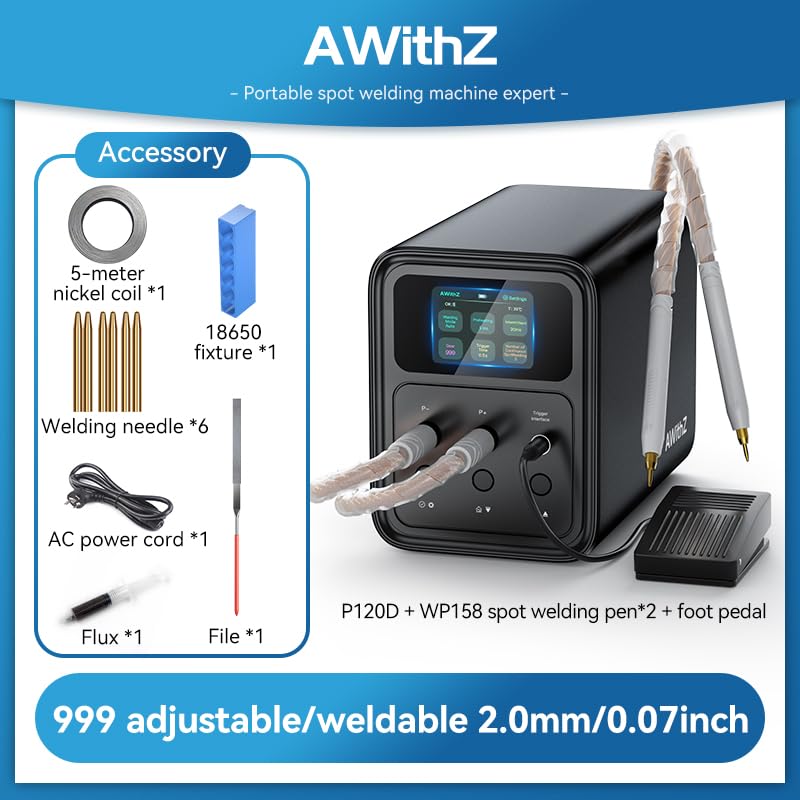 69.2 KW Capacitor Battery Spot Welder, AWithZ Spot Welder, 2-in-1 Automatic & Foot Pedal Two Modes Battery Farad Welding Equipment for 18650/LiFePO4 Lithium Battery Pack Building