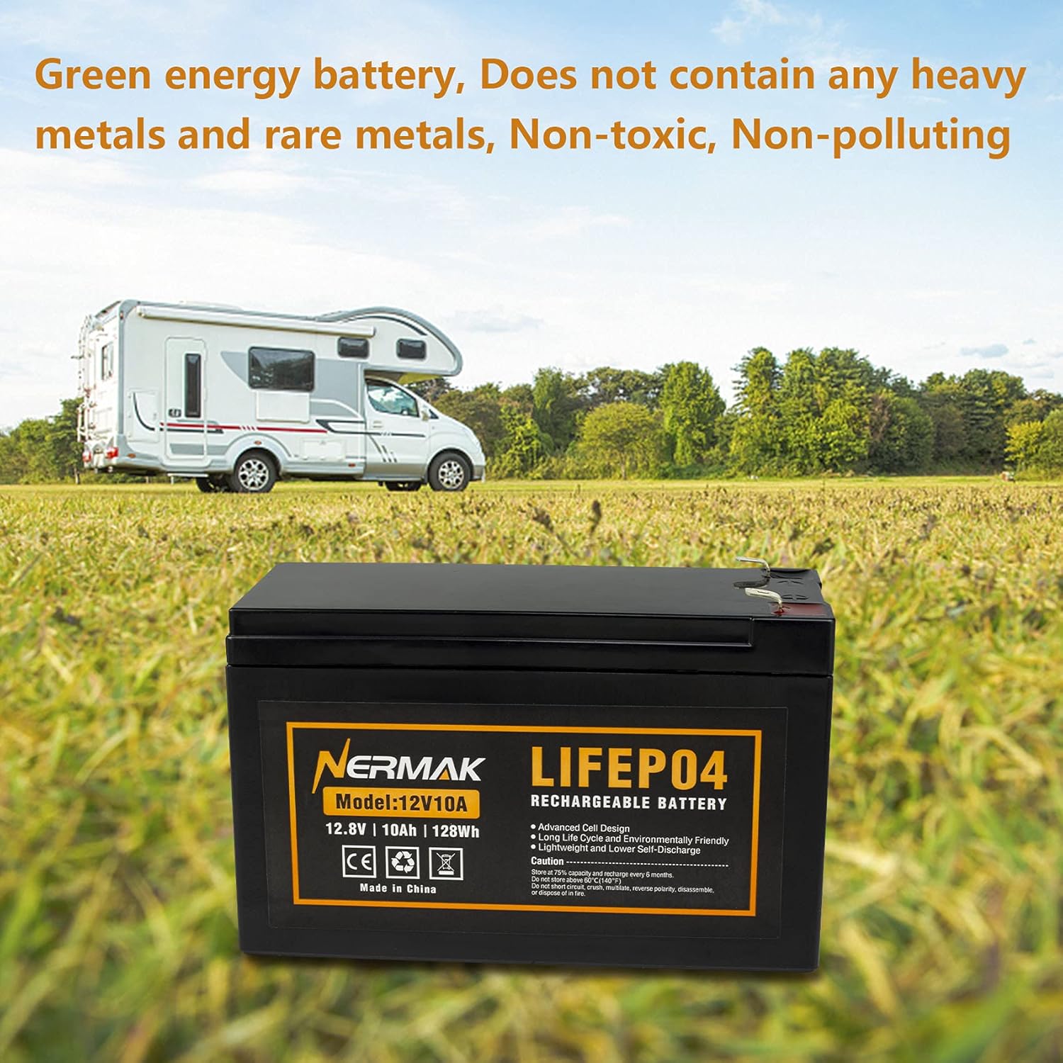 Nermak 2 Pack 12V 12Ah LiFePO4 Deep Cycle Battery, 2000+ Cycles Lithium Iron Phosphate Rechargeable Battery for Solar Power, Lighting, Power Wheels, Fish Finder, Scooters and More, Built-in 12A BMS