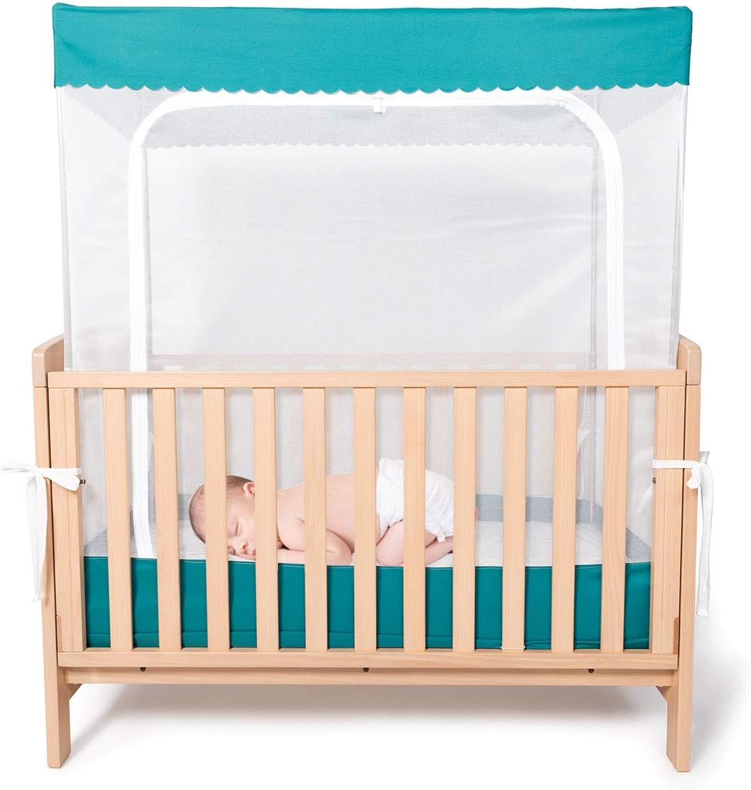 YeTrini Crib Safety Tent,See Through Mesh Crib Netting Mosquito Nets Sturdy Crib Cover to Keep Toddler from Climbing Out ,to Keep Cats Out,to Keep Baby in-Gray Pack of 2