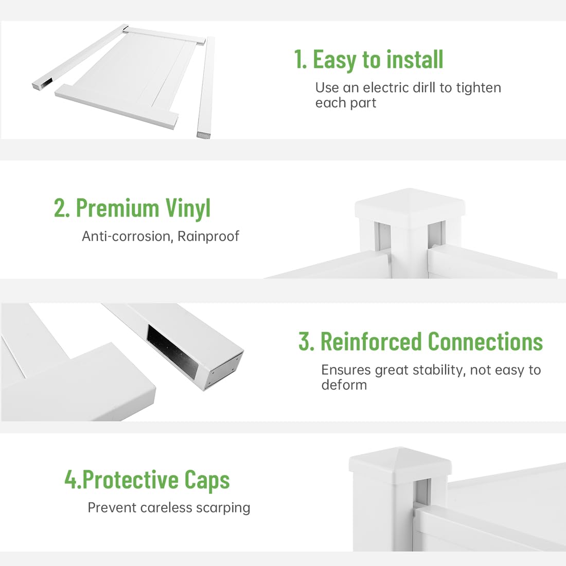 50 "W x 50 "H Fence Screen Kit, Vinyl Enclosure Outdoor with Metal Stake, Privacy Screen Panels, Perfect to Conceal Air Conditioners Trash Bins, White (2 Panels)