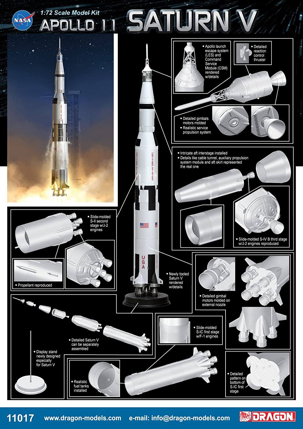 Dragon Models USA 11017 1/72 Apollo 11 Saturn V
