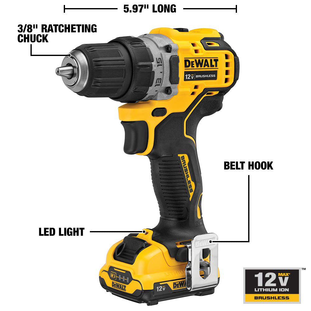 DeWalt DCK221F2 XTREME 12V MAX Brushless Cordless Drill & Impact Driver Combo Kit