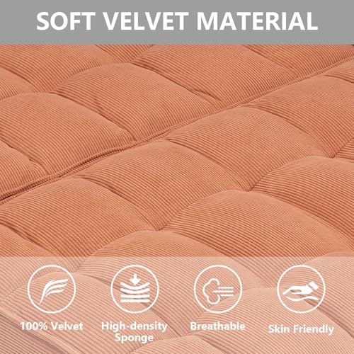 3 in 1 Convertible Sleeper Sofa Bed,Futon Loveseat Couch with Pull-Out Bed & Adjustable Backrest,Velvet Fabric Sofa with Side Pocket for Small Apartment, Living Room, Office (Black)