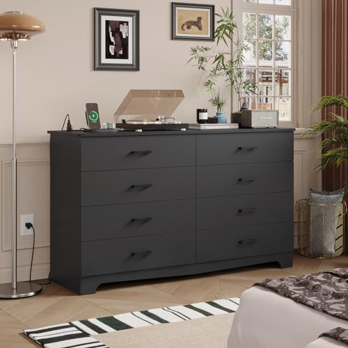 Hasuit Tall Dresser for Bedroom, White Large Chest of Drawers, 55.6'' High Dressers with 7 Drawers, Modern Wooden Vertical Storage Clothes Closet Organizer