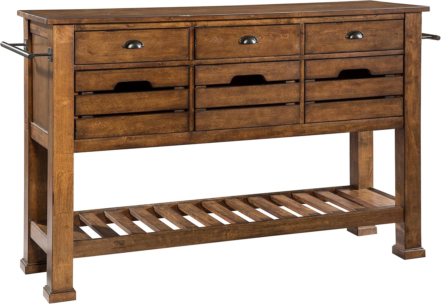 The District 60.5" Three Drawers, Copper Sideboard, Brown