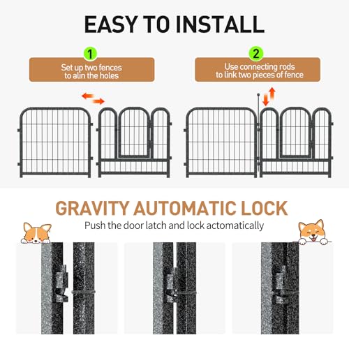 Metal Dog Playpen, 40 Inch Height 16 Panels, Large Dog Fence for Large/Medium/Small Dogs Indoor & Outdoor Bliss, Perfect Dog Pen for Camping, Yard, and RV | Black-Silver