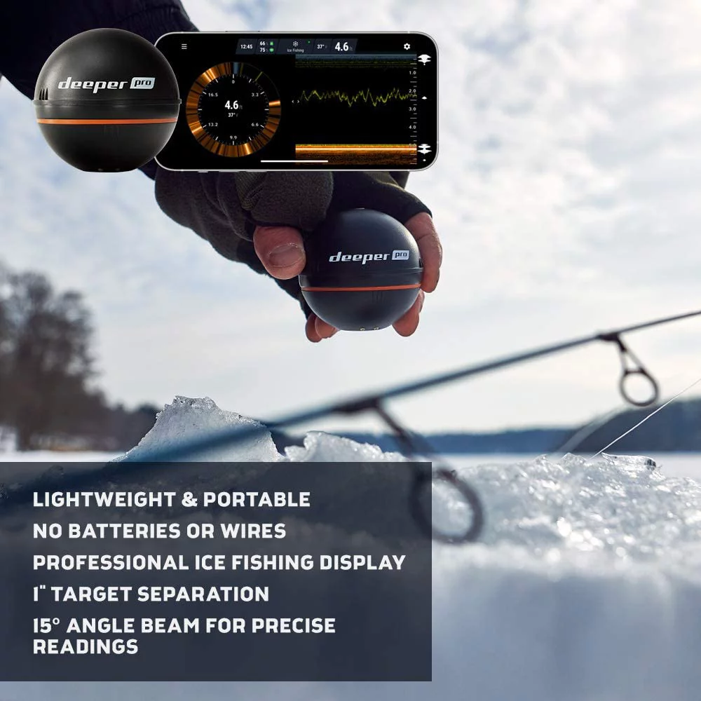 Deeper PRO Smart Sonar Castable and Portable Smart Sonar WiFi Fish Finder for Kayaks and Boats on Shore Ice Fishing Fish Finder
