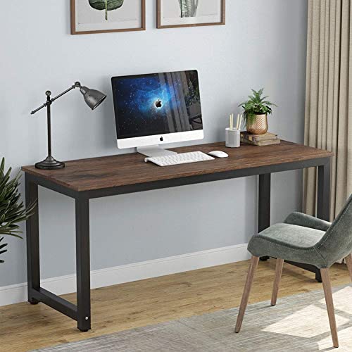 Tribesigns Modern Computer Desk, 63 x 31.5 inch Large Executive Office Desk Computer Table Study Writing Desk Workstation for Home Office, Spliced Desktop, White