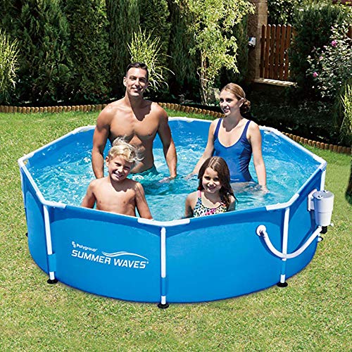 Summer Waves 8ft x 30in Round Frame Above Ground Outdoor Swimming Pool with Pump