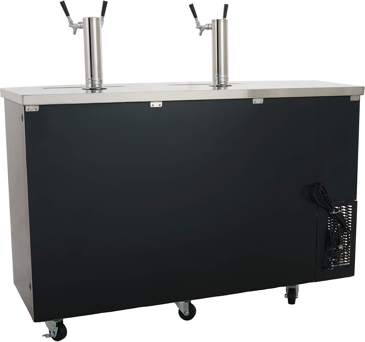 2 Door, 4 Tap Commercial Beer Dispenser - Double Tower Keg Cooler - Kegerator; 60" W