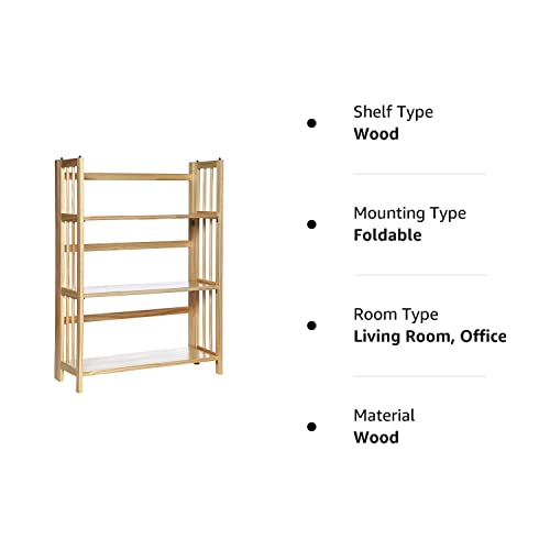 Casual Home 3 Shelf Folding Bookcase, 27.5" Wide, Espresso 3-Shelf Folding Bookcase (14" Wide)-Walnut