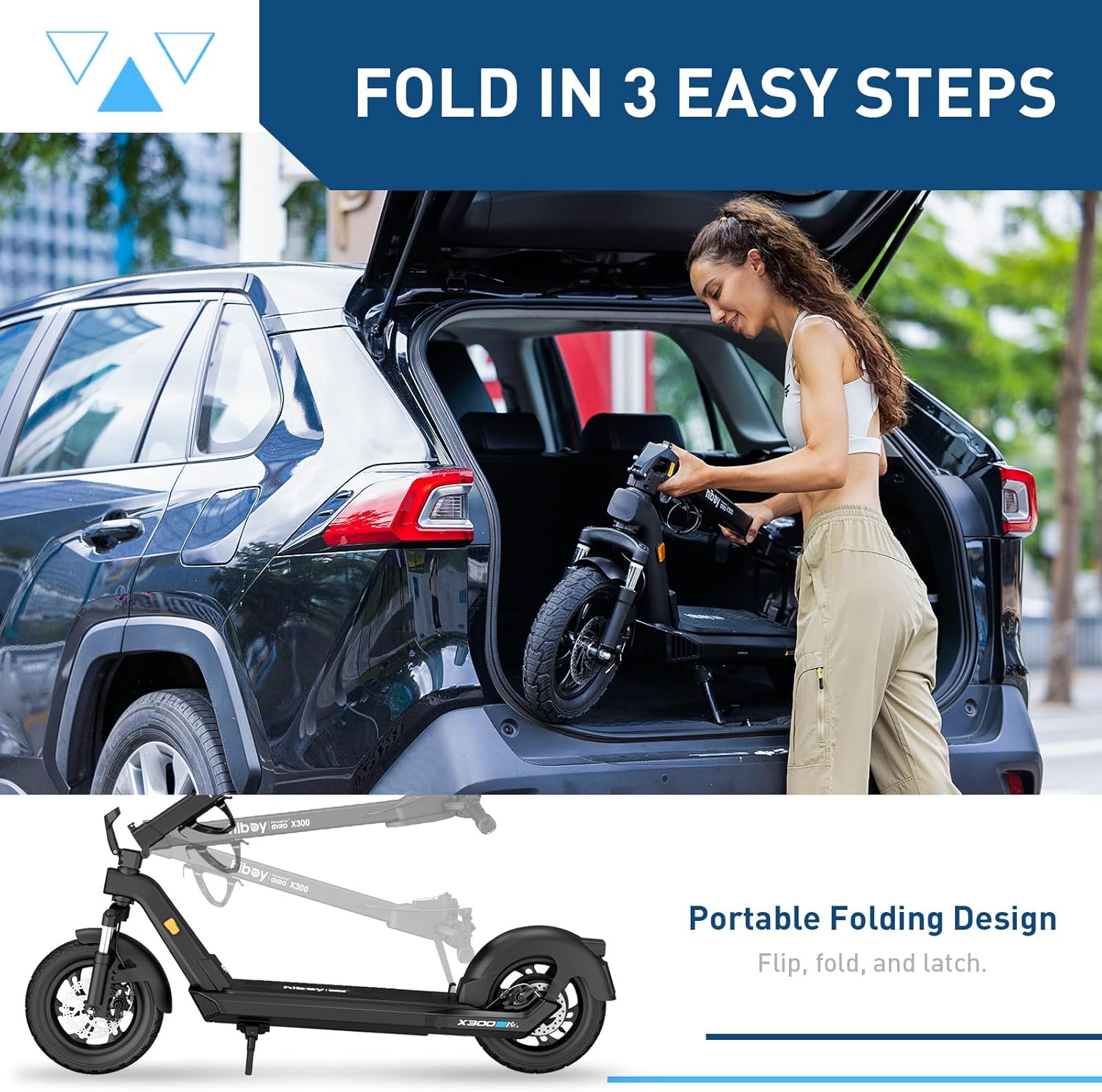 Hiboy X300 Electric Scooter, 700W Peak Motor, 12" Pneumatic Tires, 23 Mph & 38 Miles Range, Hydraulic Suspension, Folding Commuter Electric Scooter for Adults