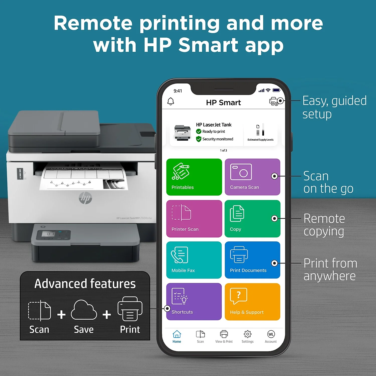 HP LaserJet Tank MFP 2604sdw Monochrome Color Printer with Laser Printing Technology, 381V1A