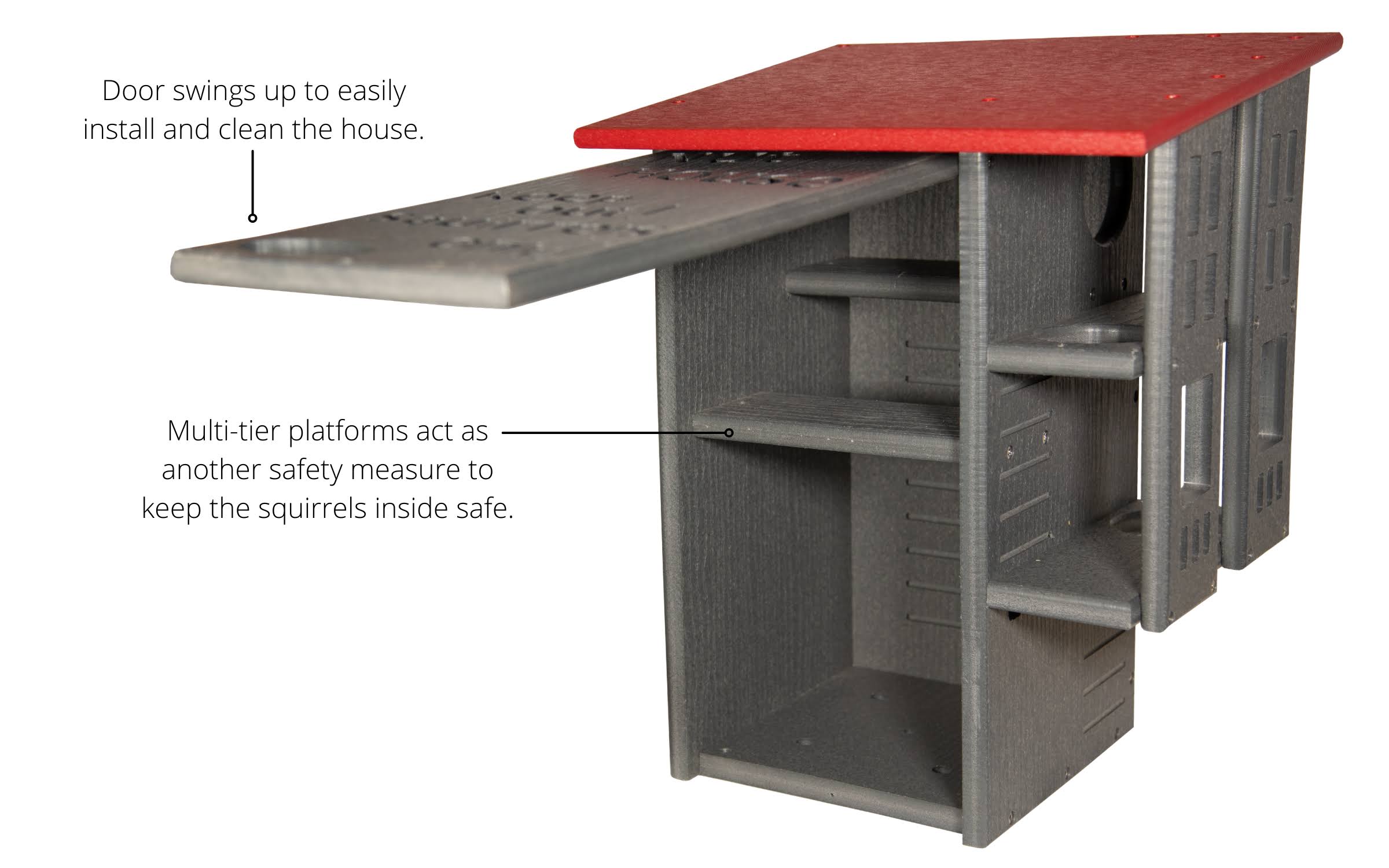 JCS wildlife Ultimate Squirrel House Nesting Box Gray/Cardinal Red