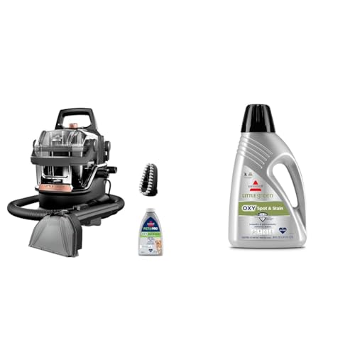 BISSELL Little Green HydroSteam Multi-Purpose Portable Carpet and Upholstery Cleaner, Car and Auto Detailer, 3618 + Bissell® PET PRO OXY Spot & Stain Formula for Portable Carpet Cleaners, 32 oz., 2034