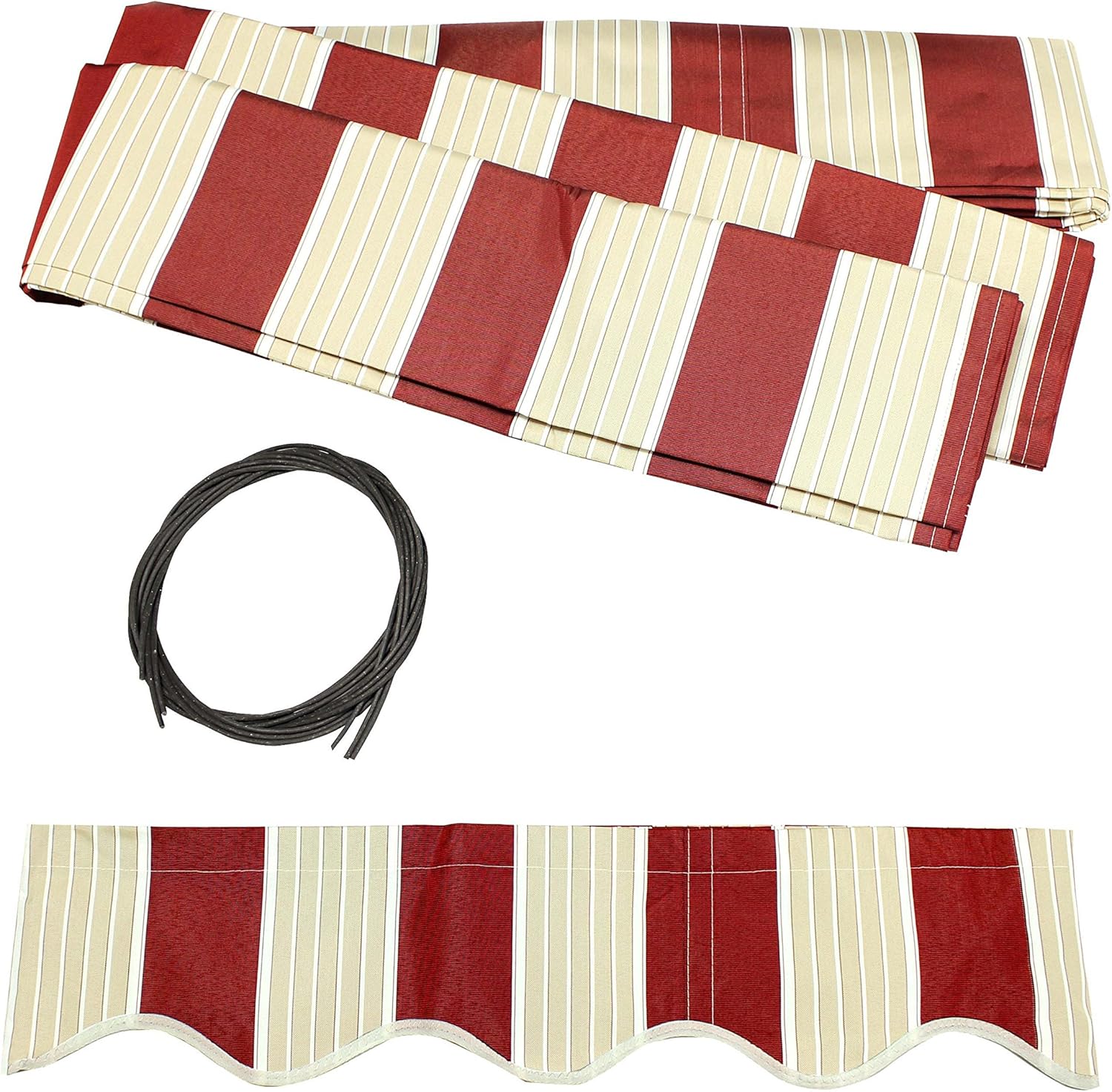 ALEKO Patio Awning 20x10 Feet Fabric Replacement - 100% Polyester Canopy, Cover, Sun Shade, Shelter for Yard, Deck, Balcony - UV Protection &ndash; Multi-Stripe Red - FAB20X10MSTRED19