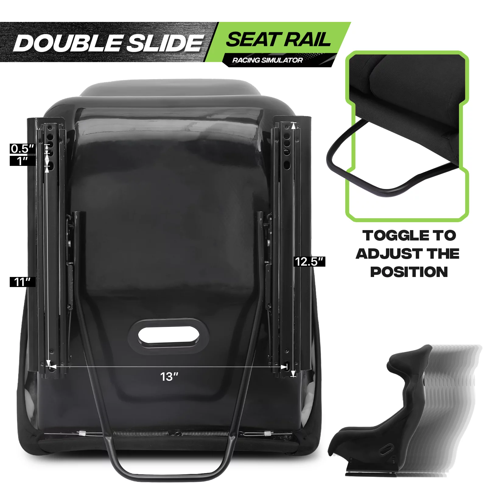 Magshion Racing Bucket Seat, Racing Simulator Game Seat with Adjustable Slide & Angle, Racing Seat for Racing Simulator Cockpit Wheel Stand, Black