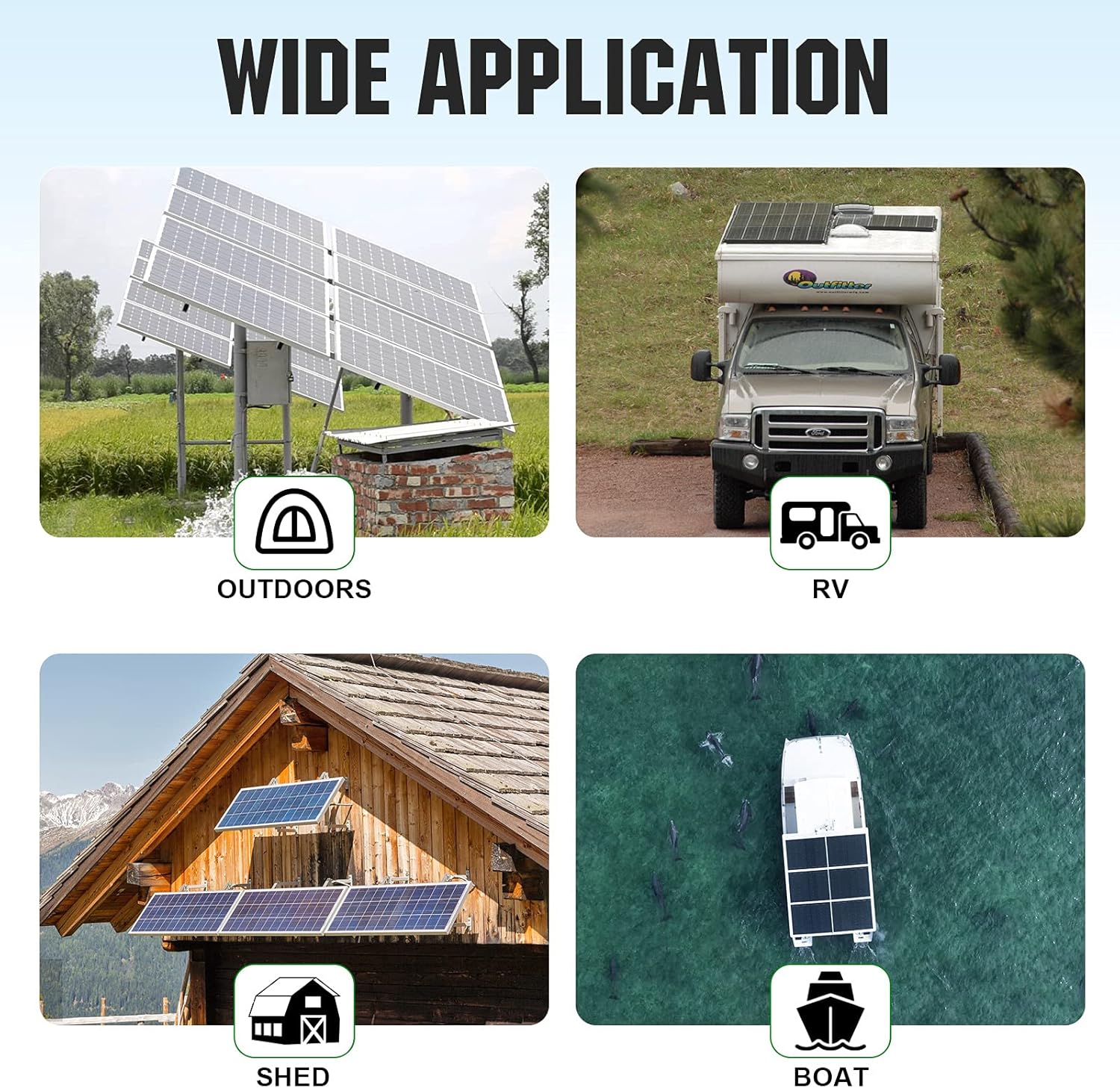 ECO-WORTHY 400 Watt 24 Volt Solar Panel Kit Off Grid with 4pcs 100W Solar Panels + 60A Charge Controller + Accessories Needed for RV, Cabins, Caravan, Shed，etc